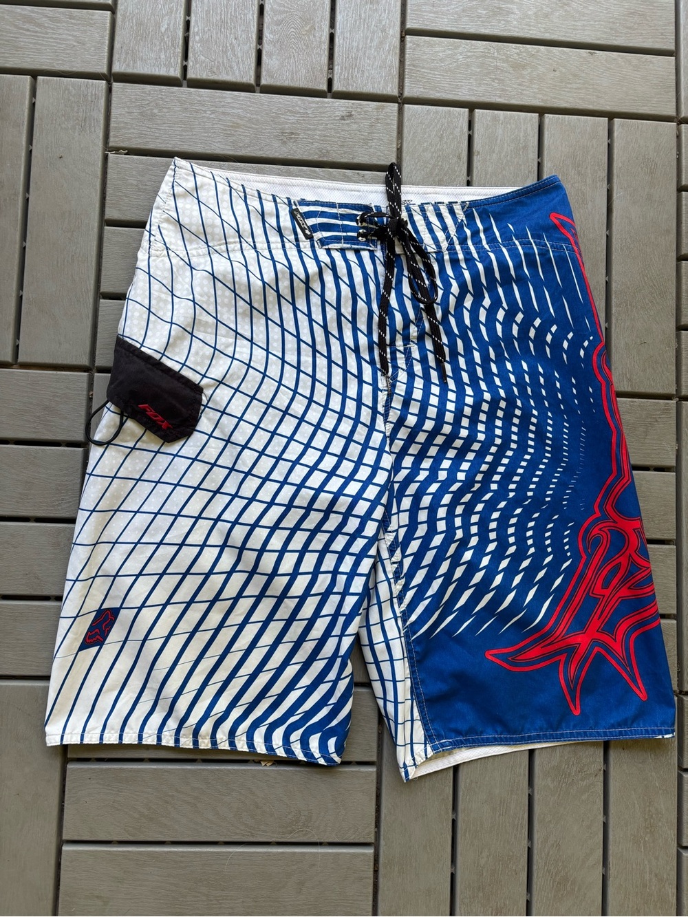 Fox Men's Blue, White & Red Graphic Board Shorts
